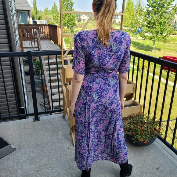 Primavera vintage purple and light green floral summer dress. - Picture 1 of 15